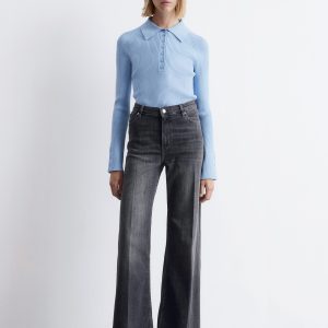 Wide Press-Crease Jeans