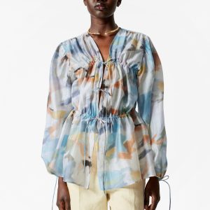 Ruched Drawstring Blouse