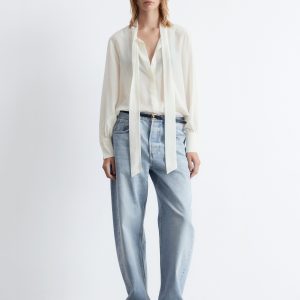 Tie-Neck Silk Blouse