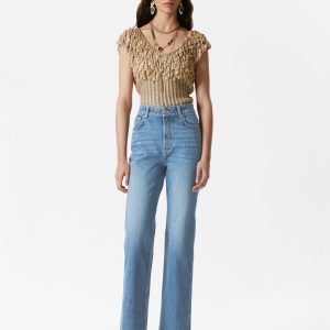 High-Waist Straight-Leg Jeans