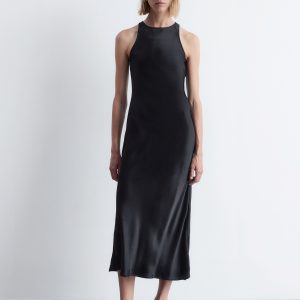 Sleeveless Satin Midi Dress