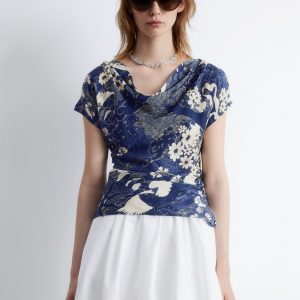 Draped Cowl-Neck Top