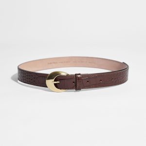 Crescent-Buckle Leather Belt
