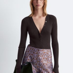 Long-Sleeve Rib-Knit Bodysuit