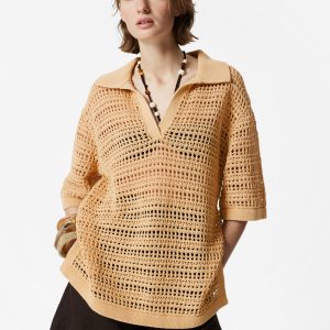 Pointelle-Knit Polo Shirt