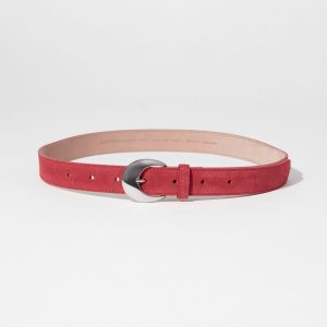 Crescent-Buckle Leather Belt