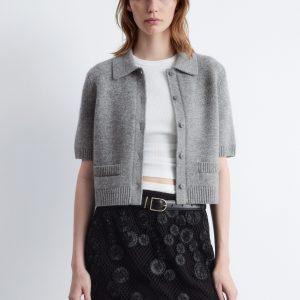 Knitted Short-Sleeve Cardigan