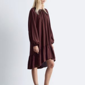 Flounced Balloon-Sleeve Mini Dress