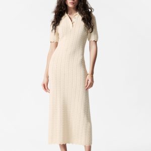 Pointelle-Knit Midi Dress