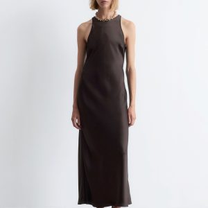 Sleeveless Satin Midi Dress