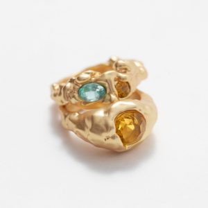 Sculpted Crystal Ring Set