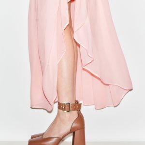 Leather Platform Heeled Sandals