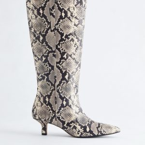 Kitten Heel Leather Knee Boots