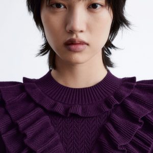 Pointelle-Knit Ruffle Top