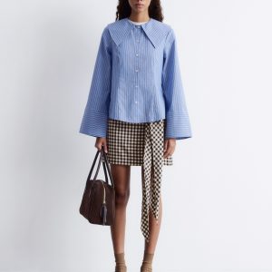 Oversized Collar Striped Shirt