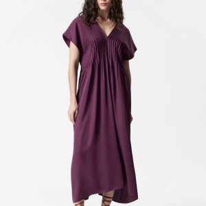 Pleated Dolman Midi Dress
