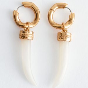 Stone Charm Hoop Earrings