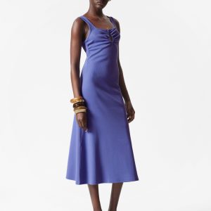 Buckle-Detailed Midi Dress