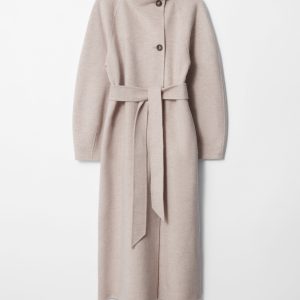 Funnel-Collar Wool Coat