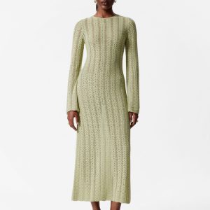 Pointelle-Knit Midi Dress