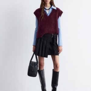 Pleated Wrap Mini Skirt