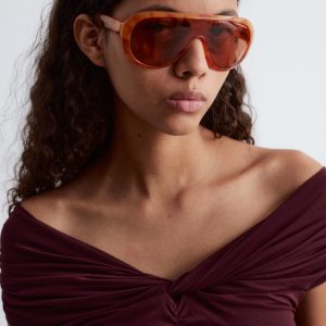 Ruched V-neck Mesh Top